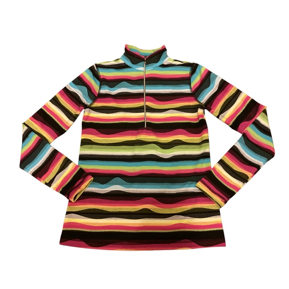 SNO SKINS Multi-Color Stripe Half Zip Base Layer Pullover